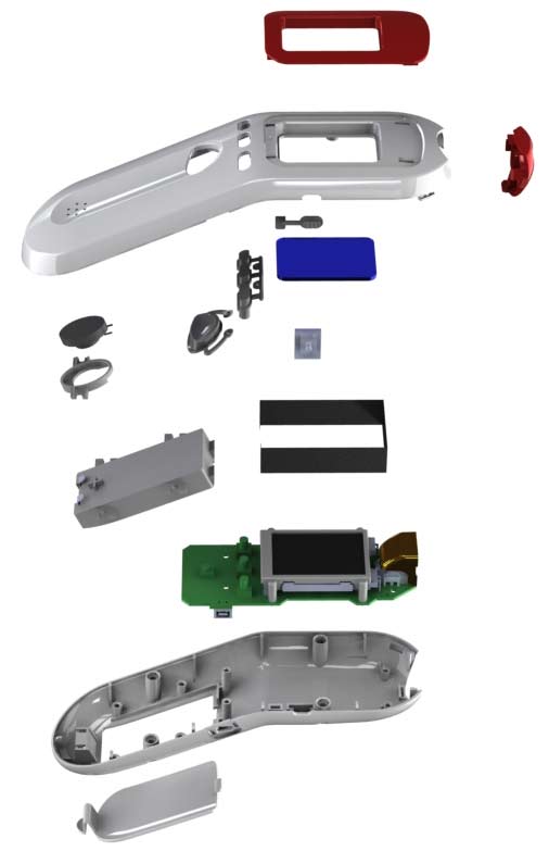 Computer aided industrial design exploded view of a thermomter