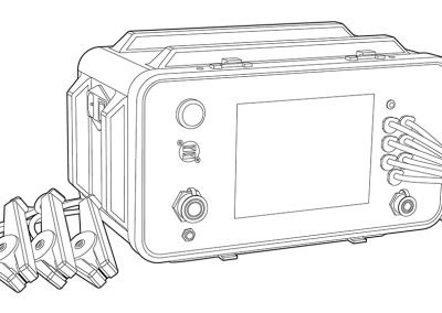 Motor testing device line art drawing for brochure.